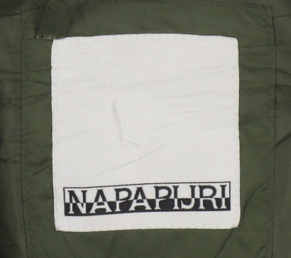 Napapijri Men's Green Puffer Jacket S Winter Full Zip Warm Coat