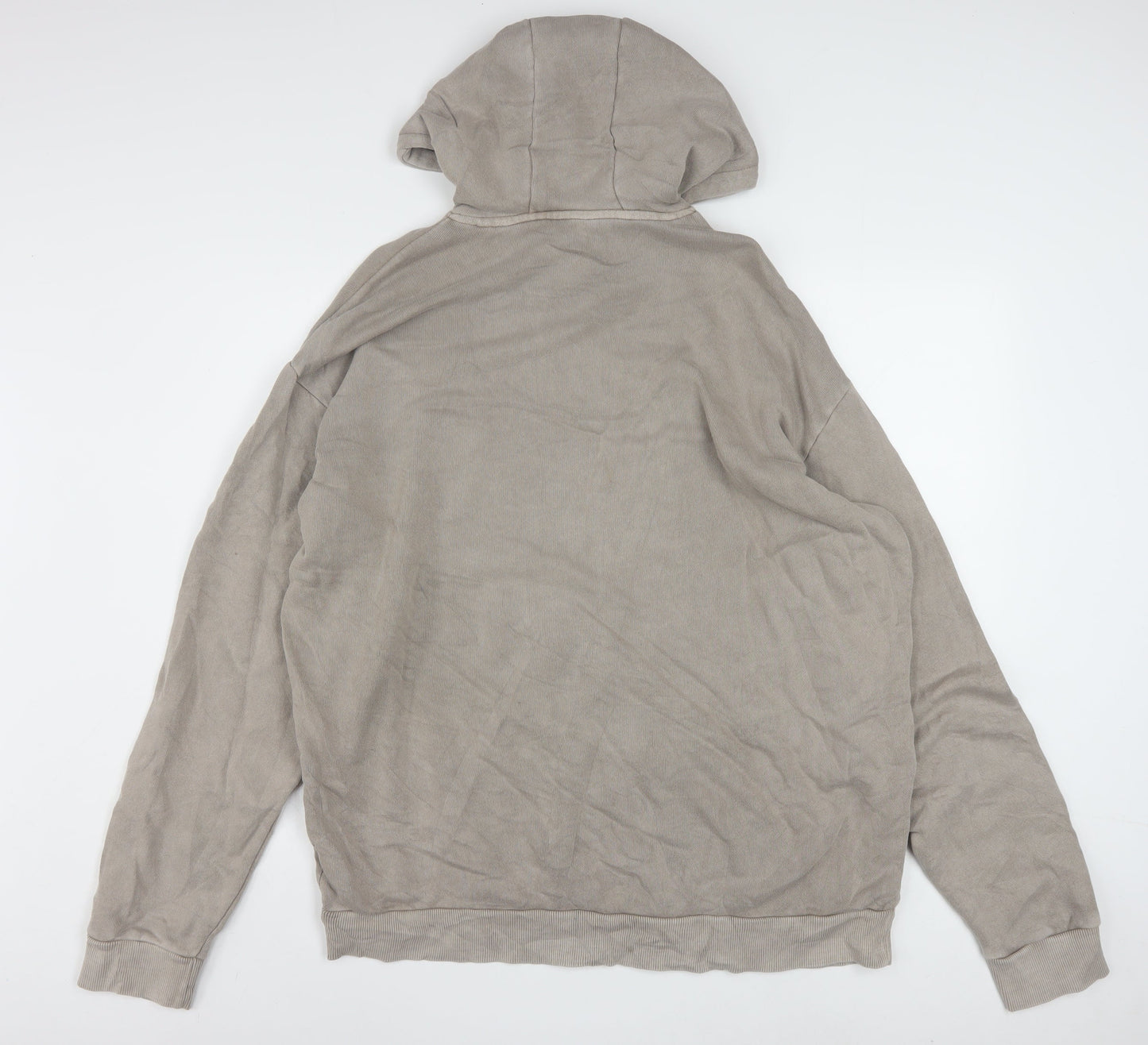 Reebok Women Beige Hooded Pullover Sweatshirt Size M Organic Cotton