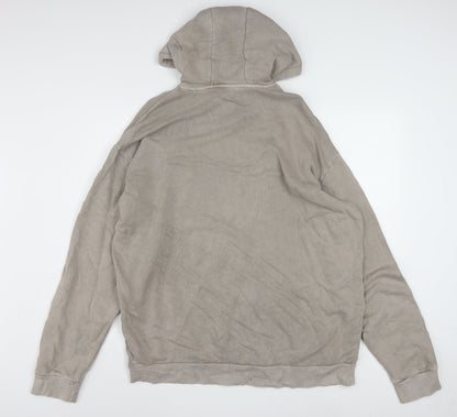 Reebok Women Beige Hooded Pullover Sweatshirt Size M Organic Cotton