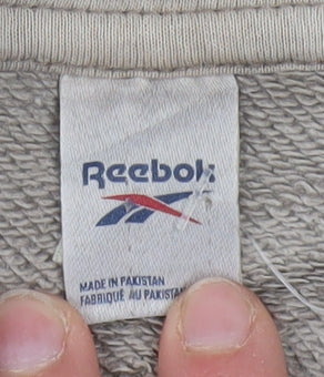 Reebok Women Beige Hooded Pullover Sweatshirt Size M Organic Cotton