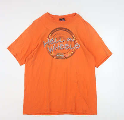 Harley-Davidson Men’s Orange XL Vintage Biker Graphic T-Shirt
