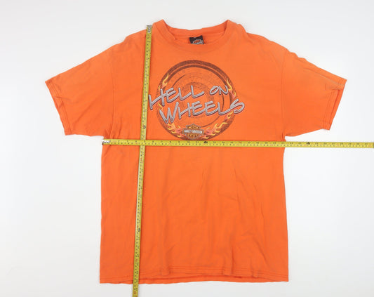 Harley-Davidson Men’s Orange XL Vintage Biker Graphic T-Shirt