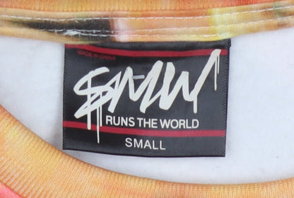 SAVW Mens Multicoloured Hip Hop Graphic Print Pullover Sweatshirt S