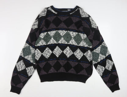 Method Men's Multicoloured Argyle Knit Pullover Jumper L