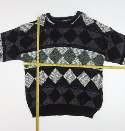 Method Men's Multicoloured Argyle Knit Pullover Jumper L