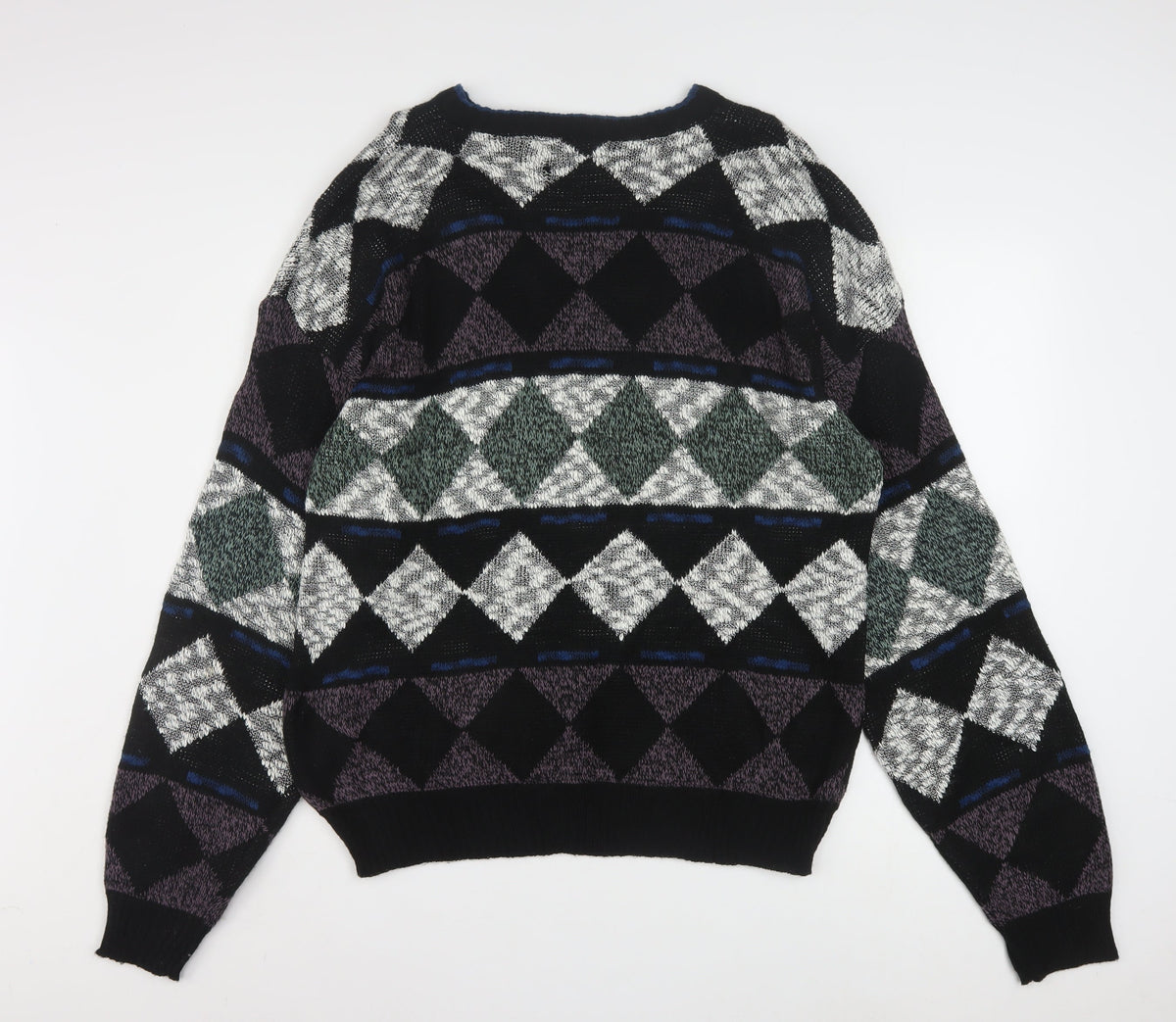 Method Men's Multicoloured Argyle Knit Pullover Jumper L