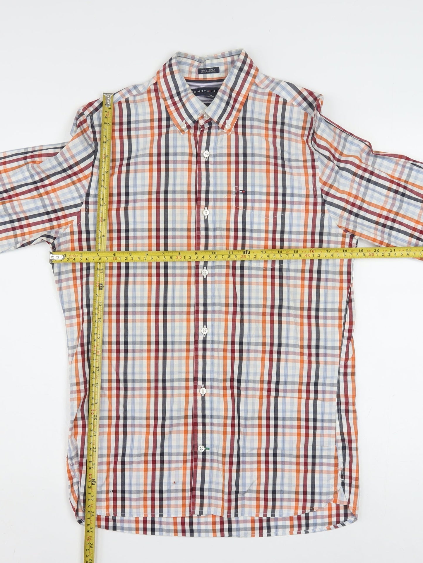 Tommy Hilfiger Men's Multicoloured Check Button-Up Shirt XS Slim Fit
