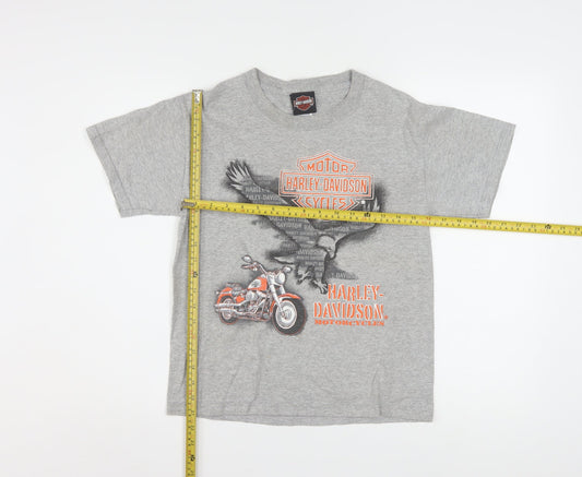 Harley-Davidson Boys Grey Graphic T-Shirt 12-14 Years Motorcycle Logo