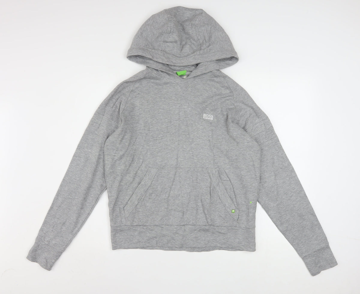 Hugo Boss Men's Grey Pullover Hoodie Small Regular Fit