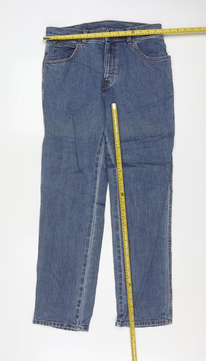 Wrangler Mens Blue Regular Fit Straight Leg Denim Jeans W32 L32