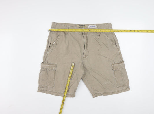 Wrangler Mens Beige Cargo Shorts Size L 36in Cotton Casual