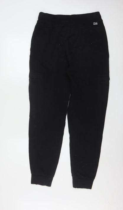 FILA Mens Black Jogger Trousers Size M Regular Fit Cotton Blend
