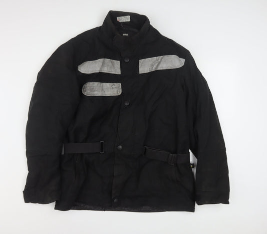 BMW Men's Black Motorcycle Jacket L Reflective Belted Waterproof