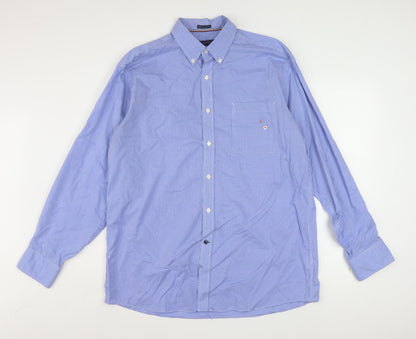 Tommy Hilfiger Men's Blue Check Button-Down Regular Fit Shirt Size L