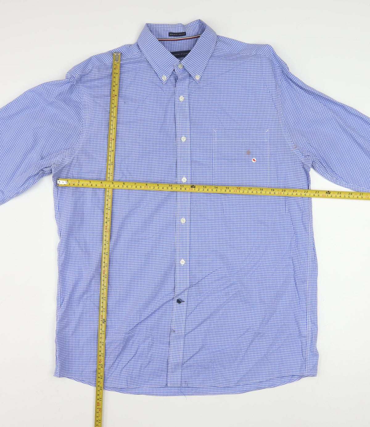 Tommy Hilfiger Men's Blue Check Button-Down Regular Fit Shirt Size L
