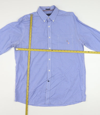 Tommy Hilfiger Men's Blue Check Button-Down Regular Fit Shirt Size L
