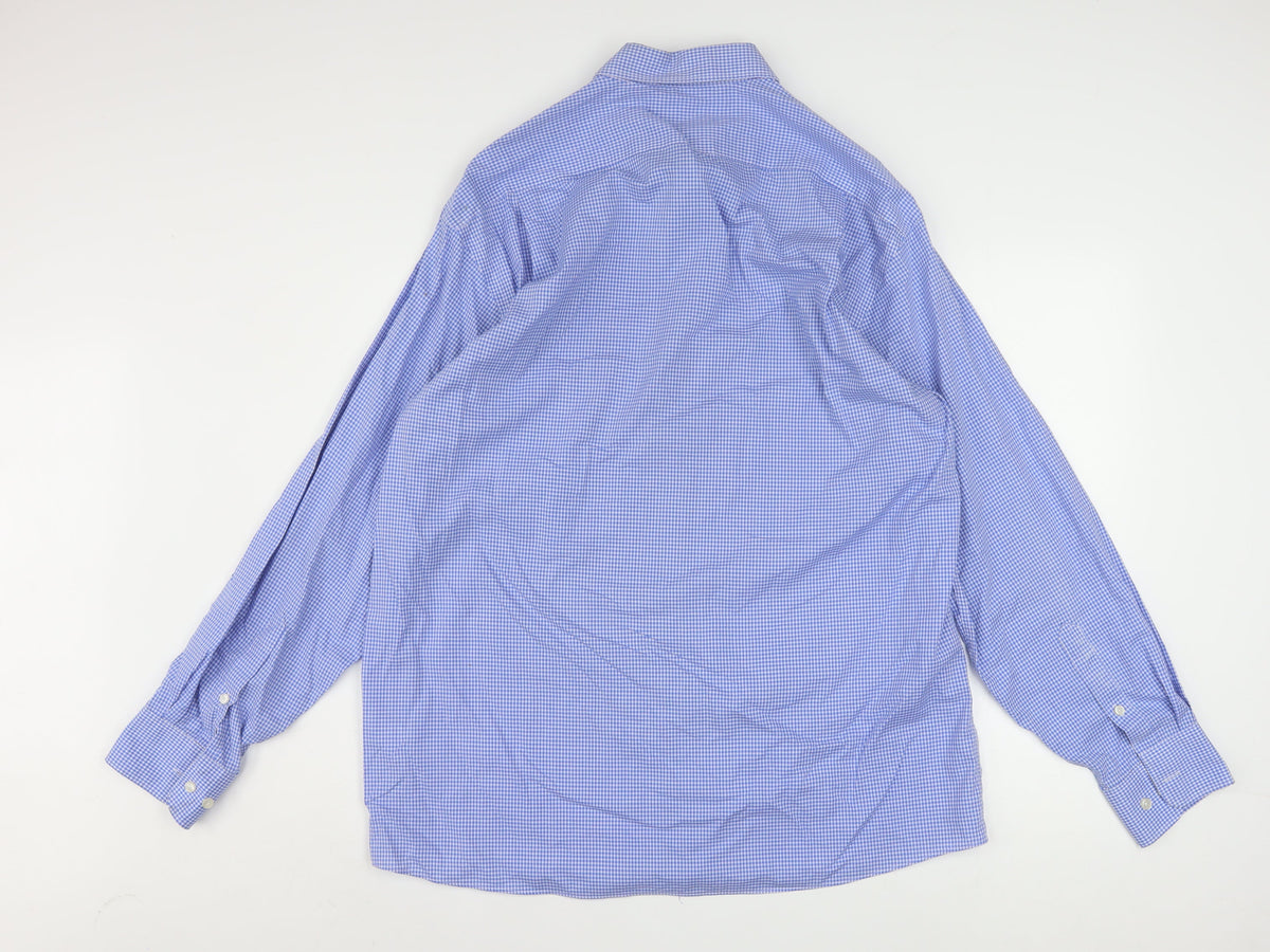 Tommy Hilfiger Men's Blue Check Button-Down Regular Fit Shirt Size L