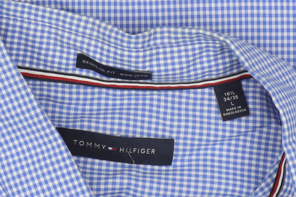 Tommy Hilfiger Men's Blue Check Button-Down Regular Fit Shirt Size L