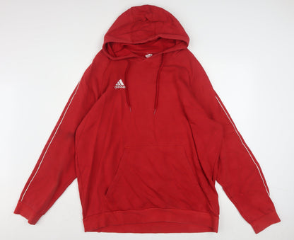 Adidas Mens Red 2XL Pullover Hoodie Regular Fit Sportswear