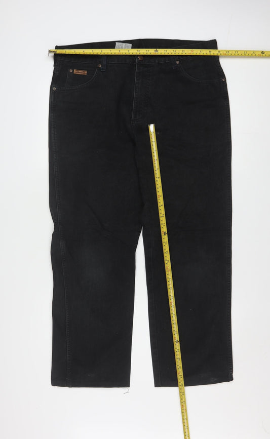 Wrangler Men's Black Texas Jeans W36 L30 Straight Fit Denim