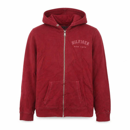 Tommy Hilfiger Mens Red Full Zip Hoodie L Cotton Blend Casual