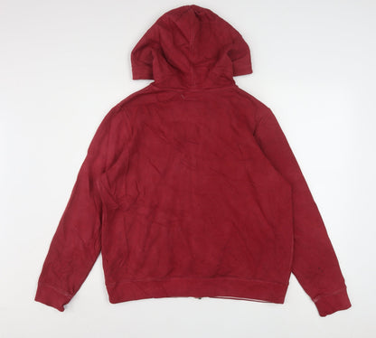 Tommy Hilfiger Mens Red Full Zip Hoodie L Cotton Blend Casual
