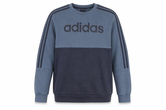 Front view of Adidas boys’ blue colourblock fleece pullover sweatshirt 13-14 years