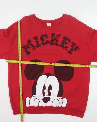 Disney Girls Red Mickey Mouse XL Sweatshirt Cotton Blend Pullover