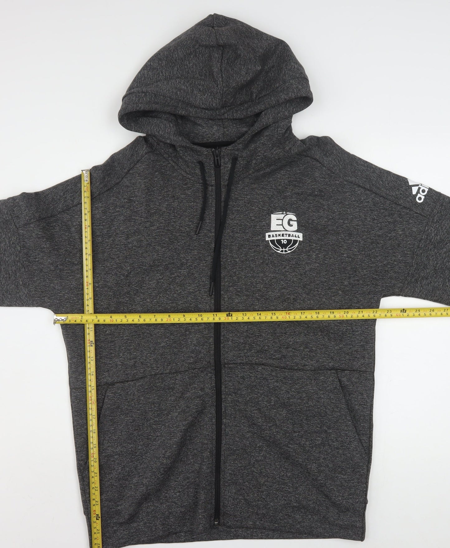 Adidas Men's Grey Full Zip Hoodie Size L Sports Basketball EG Logo
