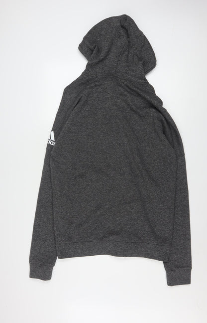 Adidas Men's Grey Full Zip Hoodie Size L Sports Basketball EG Logo