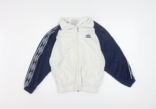 Umbro Boys White Blue Track Jacket 11 Years Full Zip Retro 90s Sportswear