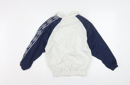 Umbro Boys White Blue Track Jacket 11 Years Full Zip Retro 90s Sportswear