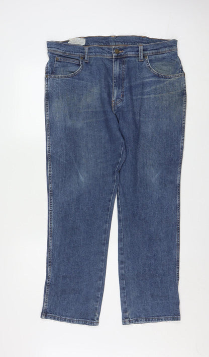 Wrangler Men's Blue Regular Fit Straight Leg Denim Jeans W36 L30