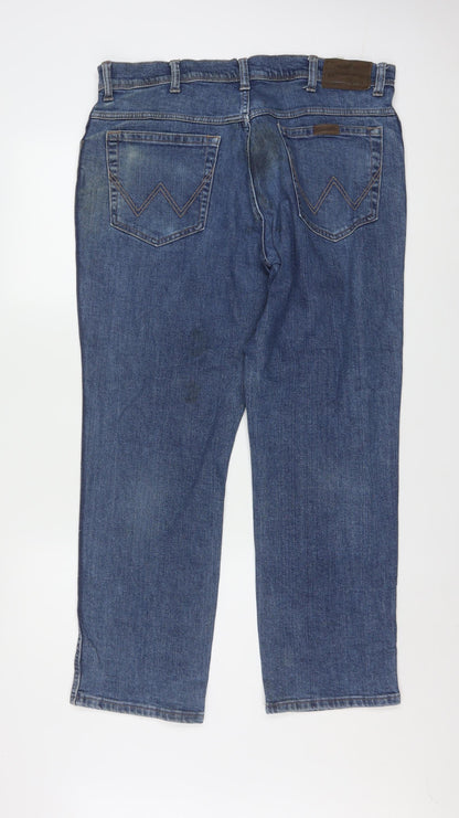Wrangler Men's Blue Regular Fit Straight Leg Denim Jeans W36 L30