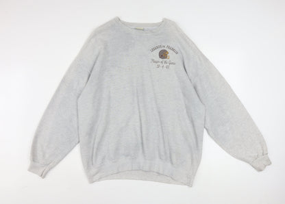 Lee Men's Grey Heavyweight Pullover Sweatshirt L Sports Graphic