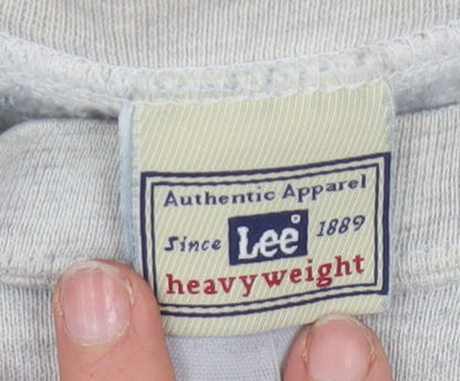 Lee Men's Grey Heavyweight Pullover Sweatshirt L Sports Graphic