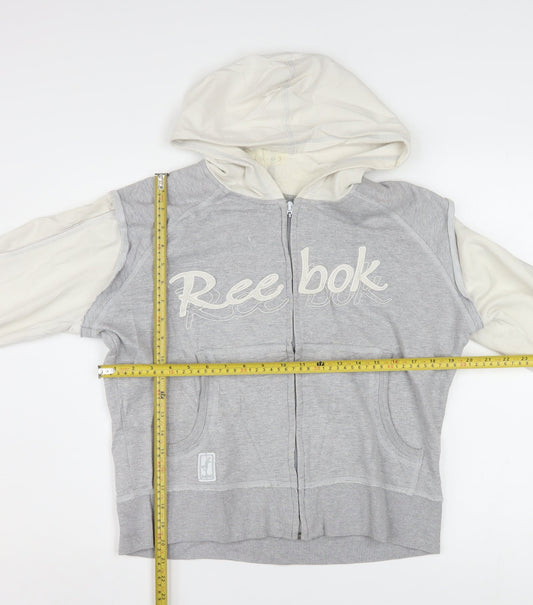 Reebok Womens Grey Full Zip Hoodie Size 16 Cotton Blend Casual