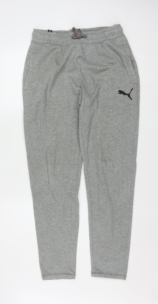 Puma Mens Grey Small Jogger Sweatpants Tapered Fleece Activewear