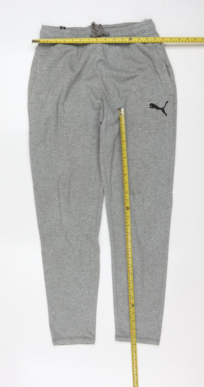 Puma Mens Grey Small Jogger Sweatpants Tapered Fleece Activewear