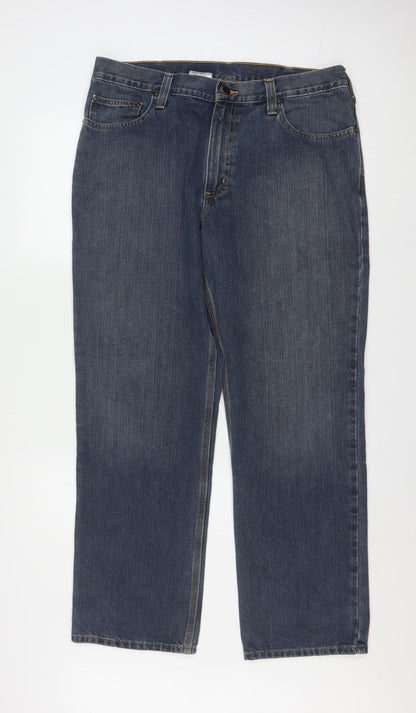 Carhartt Men's Blue Relaxed Fit Straight Leg Jeans 36x30