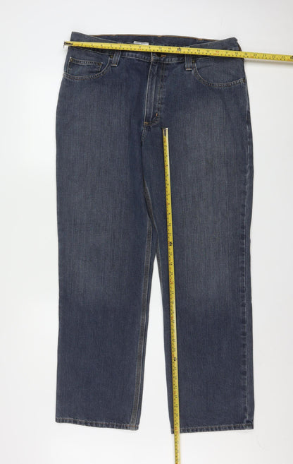 Carhartt Men's Blue Relaxed Fit Straight Leg Jeans 36x30