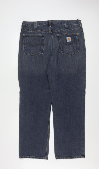 Carhartt Men's Blue Relaxed Fit Straight Leg Jeans 36x30