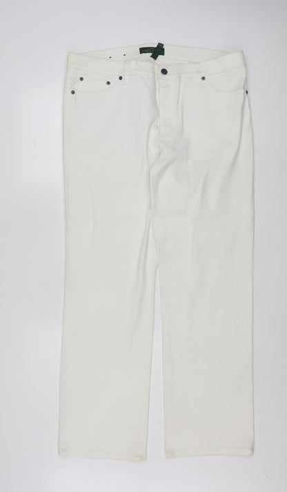 Ralph Lauren LRL Women's White Straight Leg Jeans Size 16 Regular Fit