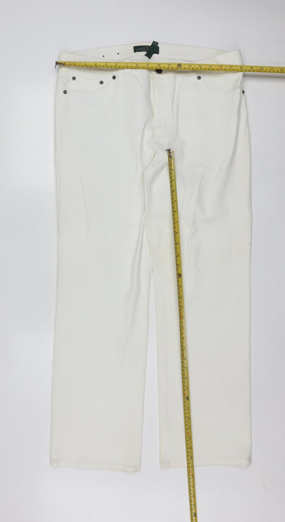 Ralph Lauren LRL Women's White Straight Leg Jeans Size 16 Regular Fit
