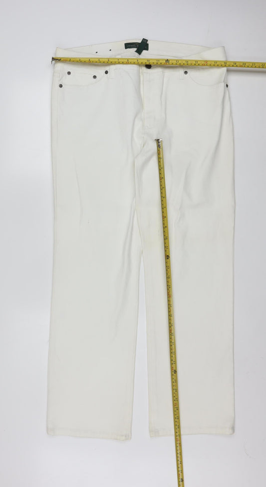 Ralph Lauren LRL Women's White Straight Leg Jeans Size 16 Regular Fit
