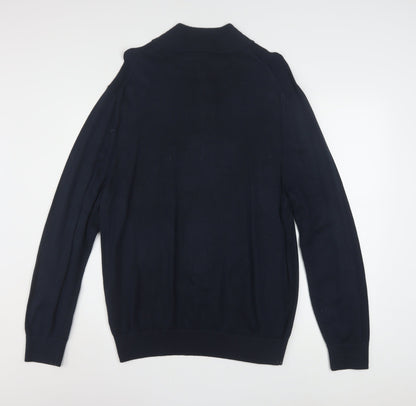 Nautica Men's Blue 1/4 Zip High Neck Cotton Blend Jumper L
