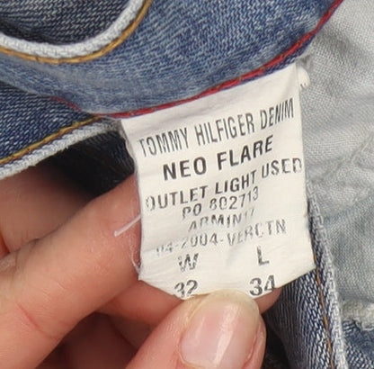 Tommy Hilfiger Women Blue Flared Jeans 32W 34L Denim Mid Rise