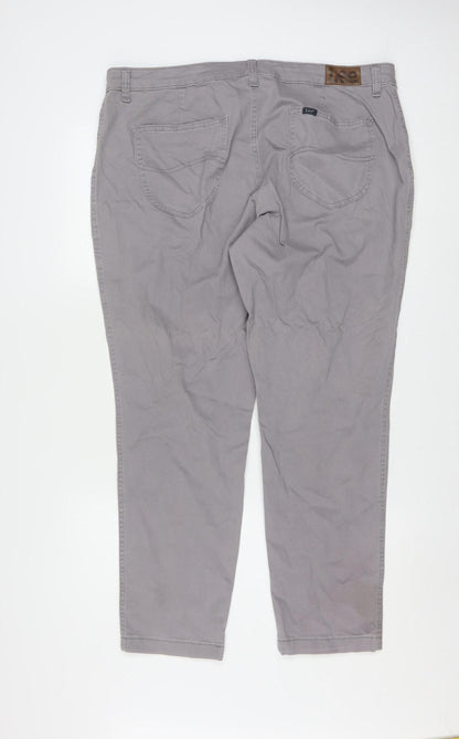 Lee Women’s Grey Chino Cotton Stretch Trousers Size 18 Medium