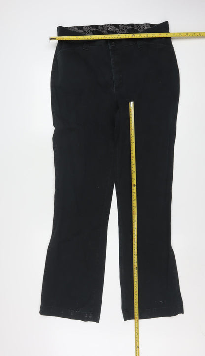 Lee Women’s Black Comfort Waist Regular Fit Cotton Trousers Size 14