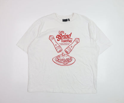 ASOS DESIGN Women White Size 10 Funny Graphic Cotton T-Shirt